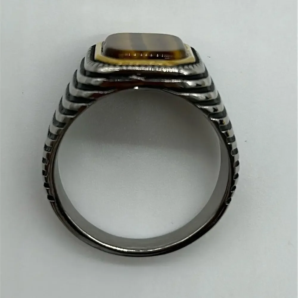 Tiger Eye Natural Gemstone Handmade Men's Ring Size 12.5 NWT